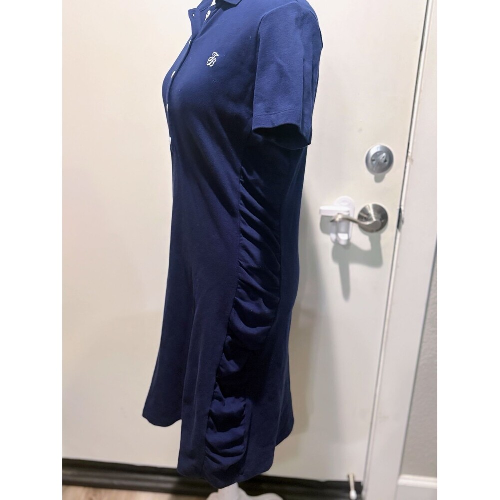 Tommy Bahama Side Shirred Collared Polo Dress Size Medium Navy Blue Short Sleeve - Picture 3 of 7